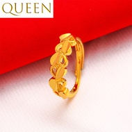 emas 916 original gold Gold branch ring, jade leaf hollow love ring does not fade girlfriend birthday gift