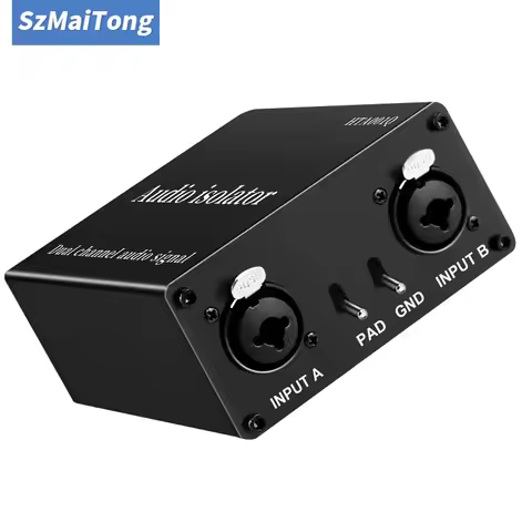 2-Channel Audio Current Hum Eliminator with XLR 6.5mm, Noise Isolator for Mixer Microphone & Stage A