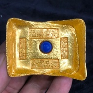 Antique Collection Qing Dynasty Qianlong Years Making Yuci Bronze Ingot Heaven Official Blessing Cha