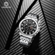 OCHSTIN e Series Of Innovative Multi-functional Quartz Watch Stainless Steel Strap Black Silver Gentleman's Quartz Watch LYUE