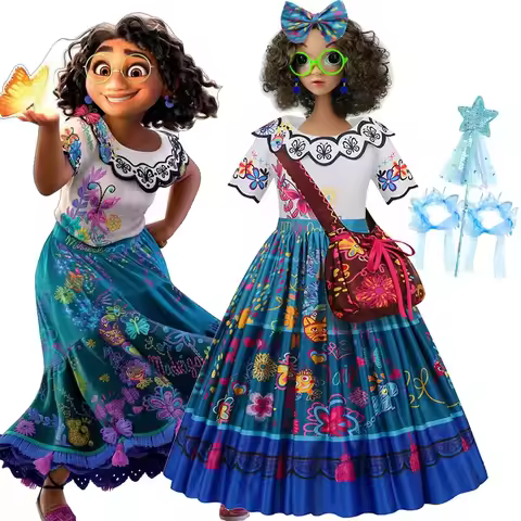 Jy2 Ju2 Girls Encanto Costume Princess Dress Suit Charm Kid Mirabel Carnival Isabela Cosplay Birthda