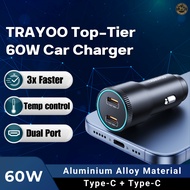 EG TRANYOO Top-Tier Car Charger 60W  Type C Car Charger Dual Port Car Charger Fast Charge