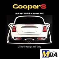 (MINI - CooperS) Sticker of Car Backside, Sticker Belakang MINI CooperS ,Custom No. Plat, Color.-- [