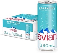 Evian Sparkling Carbonated Natural Mineral Water Can 24 x 330ml Case