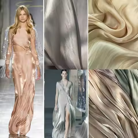 Glossy Silk Gradient Fabric,Shiny Clothing Fabric, Polyester Holographic Dress Fabric, Luxury Shimme