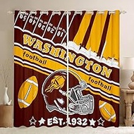 Feelyou Football Blackout Curtains (2 Panels, 52 x 90 Inch) Washington Curtains Gifts for Football F
