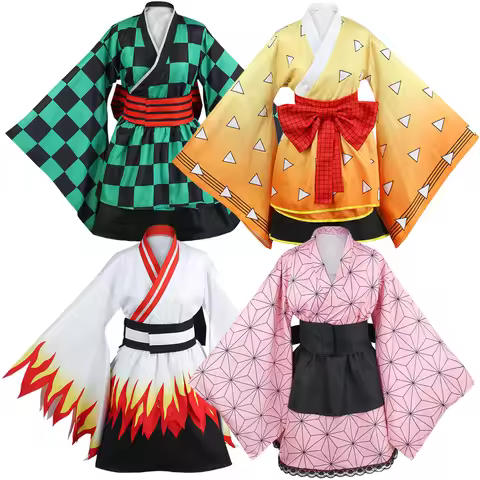 Maid Dress Kimono Costume Tanjiro Zenitsu Rengoku Nezuko Cosplay Costume Anime Outfit