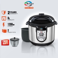 Nakada 8 Litre Dual Pots Pressure Cooker NKD8050 (1 NON STICK POT + FREE 1 STAINLESS STEEL POT)