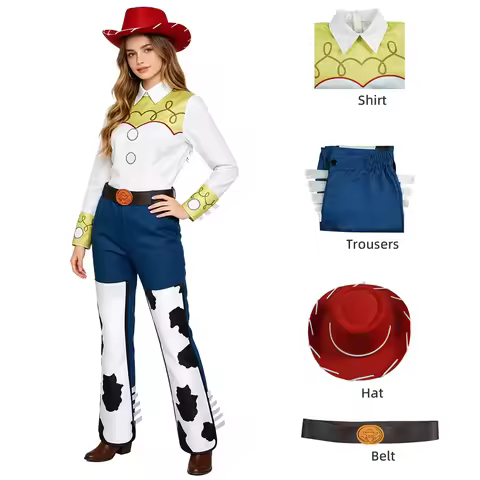 Jessie Cowgirl Costume for Women Adult Full Set with Hat Western Cowboy Cosplay Outfit Halloween Car