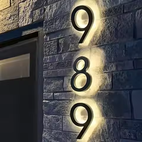 Modern LED House Numbers Outdoor Waterproof Illuminated Address Numbers Letters Backlit Home Address