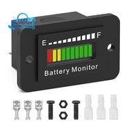 12V 24V 36V 48V 60V 72V LED Battery Monitor Gauge Battery Fuel Gauge Indicator Lithium Ion Battery Tester Black