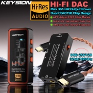 KEYSION HiFi Amplifier Headphone CS43198แบบคู่ตัวถอดรหัสเสียงดีเอซี768KHz USB DSD256 Type-C ถึง3.5/4