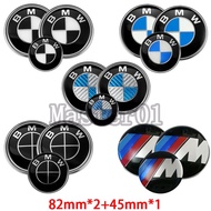 3pcs For BMW E60 E39 E34 E46 E32 82mm Car Front Hood Emblem 82mm Auto Trunk Tail Badge Steering Whee