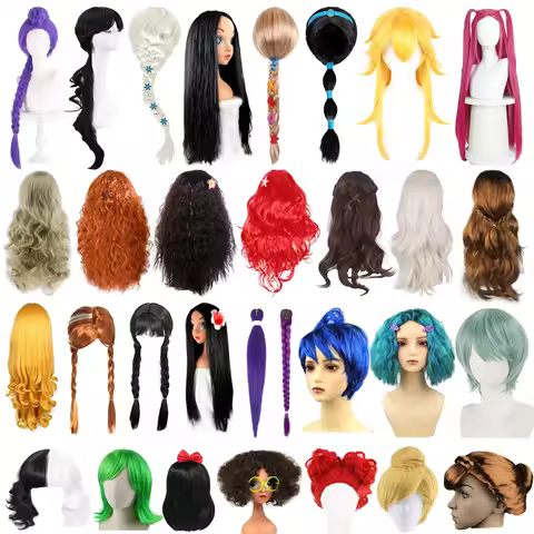 Girls Princess Cosplay Wig Amine Rumi Baby Mira Dress Up Wig Kids Purple Long Braid Wig Cruella Elsa