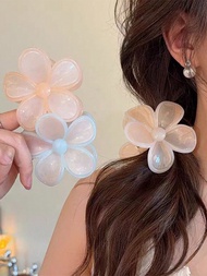 1/3/6pcs Jelly-Style Color-Matched Sweet Five-Petal Hair Clips, Lady's Sweet Large Gradient Hair Cla
