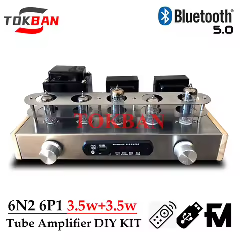 Tokban 6n2 6p1 Vacuum Tube Amplifier Kit Diy 3.5w*2 2.0 Class A Amplifier Usb Fm Aux Bluetooth 5.0 V