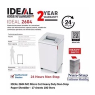 IDEAL 2604 MC Micro Cut Heavy Duty Non-Stop Paper Shredder - 17 sheets 100 liters Paper Shredder, Office Shredder.