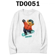 TD0051 SLOGAN TEDDY BEAR BAJU TSHIRT WOMAN XS-3XL COTTON ROUND NECK LONG SLEEVE SUMMER STREETWEAR