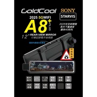 [5GWiFi] A8 Dual SONY Front 4K Rear 2K Plug Shrink 12 Inch Electronic Rearview Mirror Driving Record