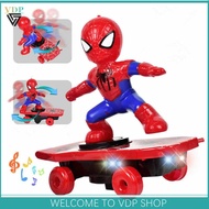 Electric Spiderman Scooter Skateboard Kids Toy With Light Music 360° Tumbler S35