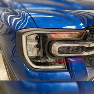 ครอบไฟหน้า//ครอบไฟท้าย (รุ่น XL+ // XL)  รุ่น XLT Ford Ranger NEXT GEN 2022 2023 สีดำด้าน โลโก้แดง Ford Ranger NEXT GEN 2022