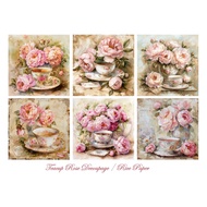 ecoupage Paper, Rice Paper Size A4 Teacup Rose Design