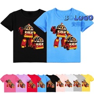 Poli Polly Children's Clothing Deformed Police Car Short-Sleeved T-Shirt Summer Clothing