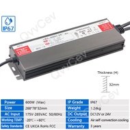 600W LED Driver DC12V 24V IP67 Waterproof Lighting Transformers for Outdoor Lights Power Supply AC17