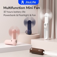 JISULIFE Portable Fan Mini Fan 4500mAh Handheld USB Desk Small Fan Powerbank Flashlight Function