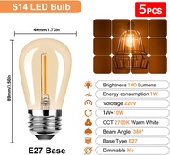 E27วินเทจ LED เอดิสันหลอดไฟ1วัตต์2วัตต์ S14พลาสติก LED เส้นใยหลอดไฟ2700พันอบอุ่นสีขาวตกแต่งบ้านจี้แหล่งกำเนิดแสง90% ประหยัดพลังงาน