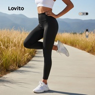 Lovito Sports Leggings Butt Lifting Leisure High Waist Sports Yoga Running Pants Sports Leggings for