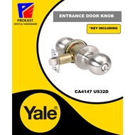 YALE 60/70mm Stainless Steel Cylindrical Entrance Door Knob Lock Set - VCA4147/CA4147 US32D