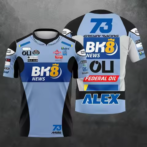MotoGP Alex Marquez 73 Gremini Racing Team Replica Jersey, BK8 News Sponsor Racing Shirt, Casual Spo