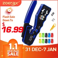 ZoeRax RJ45 Crimp Tool Pass Through Crimper Cutter for Cat6a Cat6 Cat5 Cat5e 8P8C Modular Connector 
