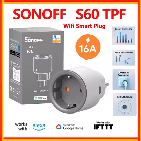 SONOFF S60 TPF Wifi Smart Plug With Energy Monitor Smart Home Remote Control Timer Smart Socket via 