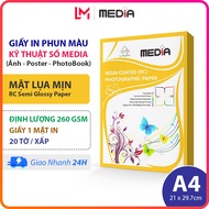 Giấy In Ảnh Media A4 Lụa Mịn 1 Mặt In 260gsm 20 Tờ Giấy Ảnh Cao Cấp RC Semi Glossy Photo Paper 21x30