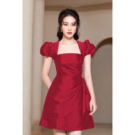 [High-Class Designer Goods] Square Neck Dress With Puffed Sleeves -TK740