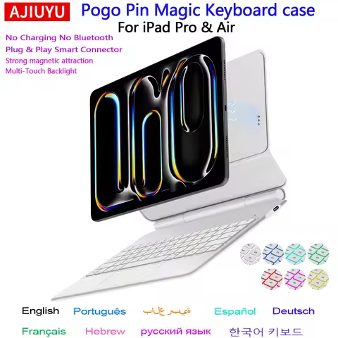 Pogo Pin Magic Keyboard Case for iPad Pro 11 13 2025 M5 M4 iPad Air 4/5/6 11 13" M4 M3 M2 Smart Mult