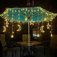 跨境LED星月窗簾燈露營太陽能星星燈房間庭院裝飾圣誕氛圍節日燈