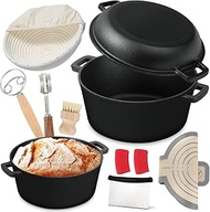 5 Qt Cast Iron Dutch Oven for Bread Baking, Sourdough Dutch Oven with Lid, Dutch Pot with Bread Baki