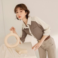 OB Wrinkle-Free Lapel Cardigan Color Matching Top < AB17635 > Large Size// Women's Clothing