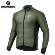 ROCKBROS Warm Jacket Men Long Sleeved Fleece Windproof Cycling Clothing Outdoor Sports Winter Jersey