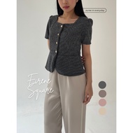 Korean Top | Auree Eirene Premium Knit Tweed Women's Short Sleeve Square Neck