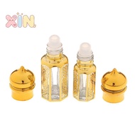 [lighthivenn] 3/6/15ml Roll On Bottle Glass Mini  Container Portable  Perfume Bottle Gold Empty Roll