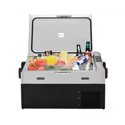 Solar Portable Car Fridge 45L Dual Zone Two Lids Battery Fridge Freezer Refrigerator With Detachable
