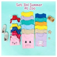 3in1 Animal Theme Kids Outfit by Cloudbee Ages 6-4 Years - Summer At Zoo 3in1 Set