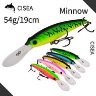 CISEA F19 54g 19cm Giant Minnow Lure - Rigged with 2/0 Heavy Duty Hooks | Built for Monster Pike, Mu