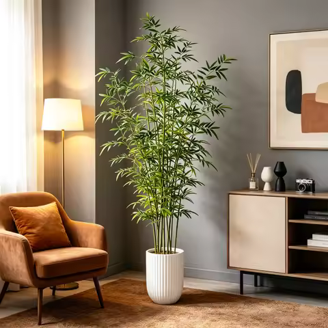 160-270cm Large Artificial Bamboo Tree Fake Palm Plant Faux Fern Bamboo Plants Plastic Bambusa Trees