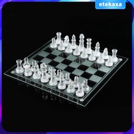 [Etekaxa] Glass International Chess Board with Chess Pieces Set, Crystal Chess Set Portable board Game for Adults Children