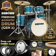 Sudoku Freedom G2 Acoustic Drum Full size acoustic drum set adult rock drum with cymbals,stool,hardw